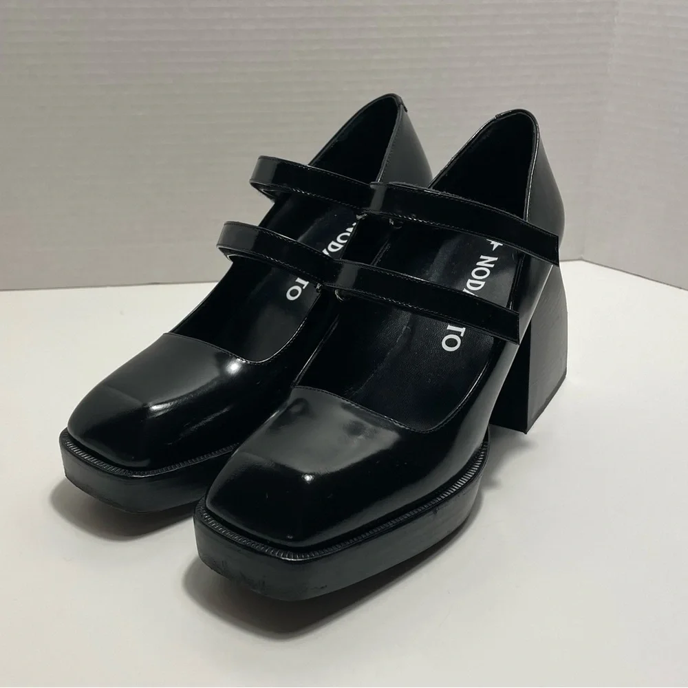 NODALETO Bulla Babies Mary Jane Platform Heels | Black Gloss Leather | EU 38 - Picture 5 of 11